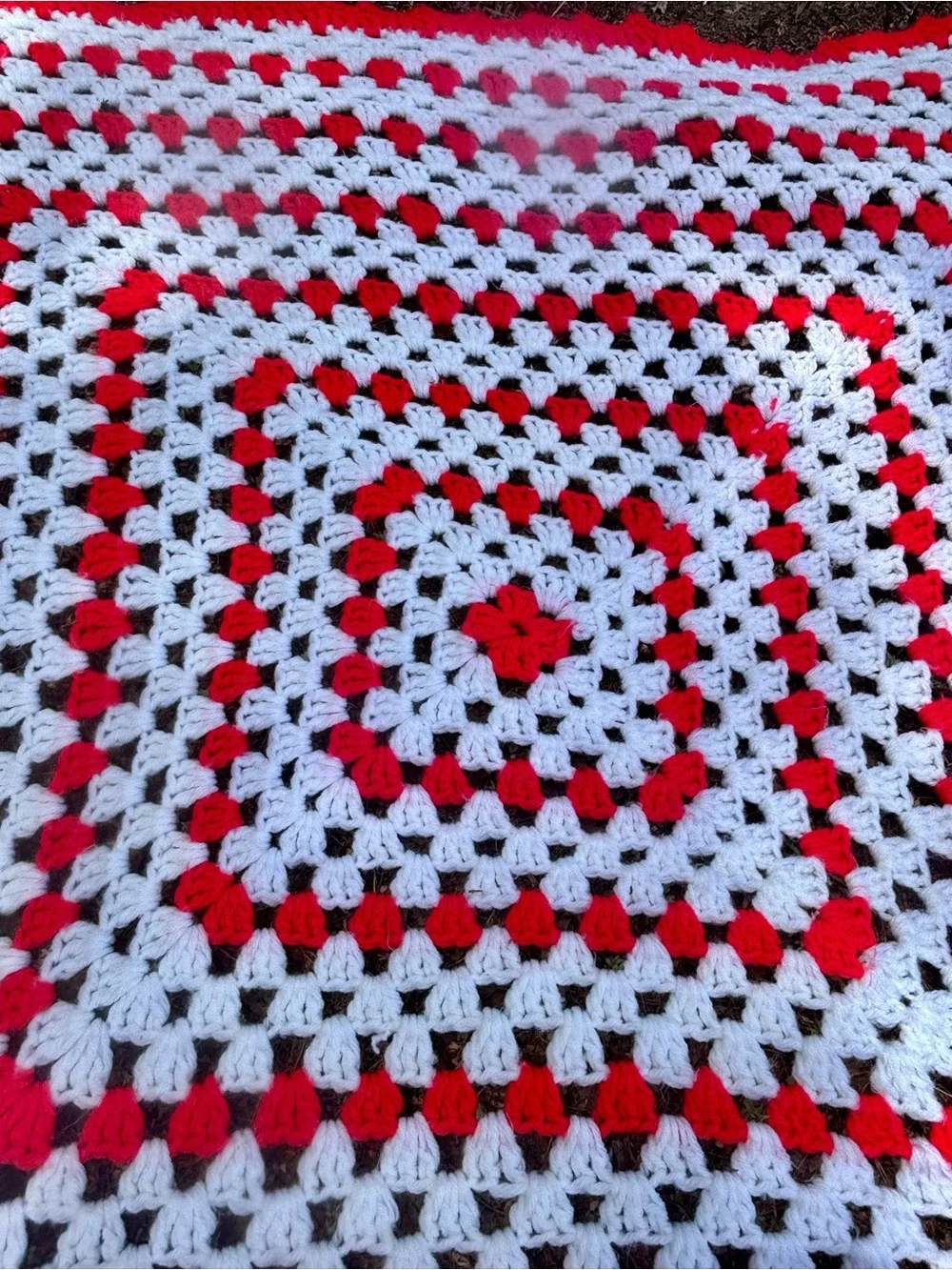 Vintage Handmade Granny Square Style Throw Blanket!